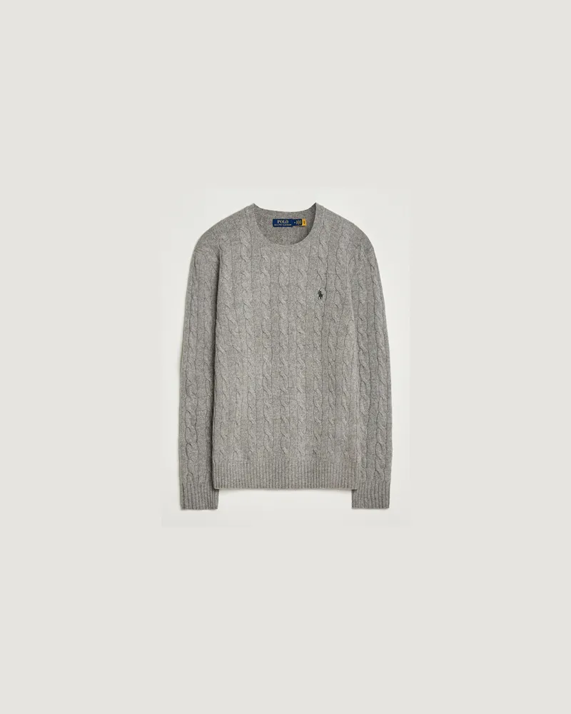 Ralph Lauren Wool/Cashmere Cable Crew Neck Fawn Grey Heather Grau