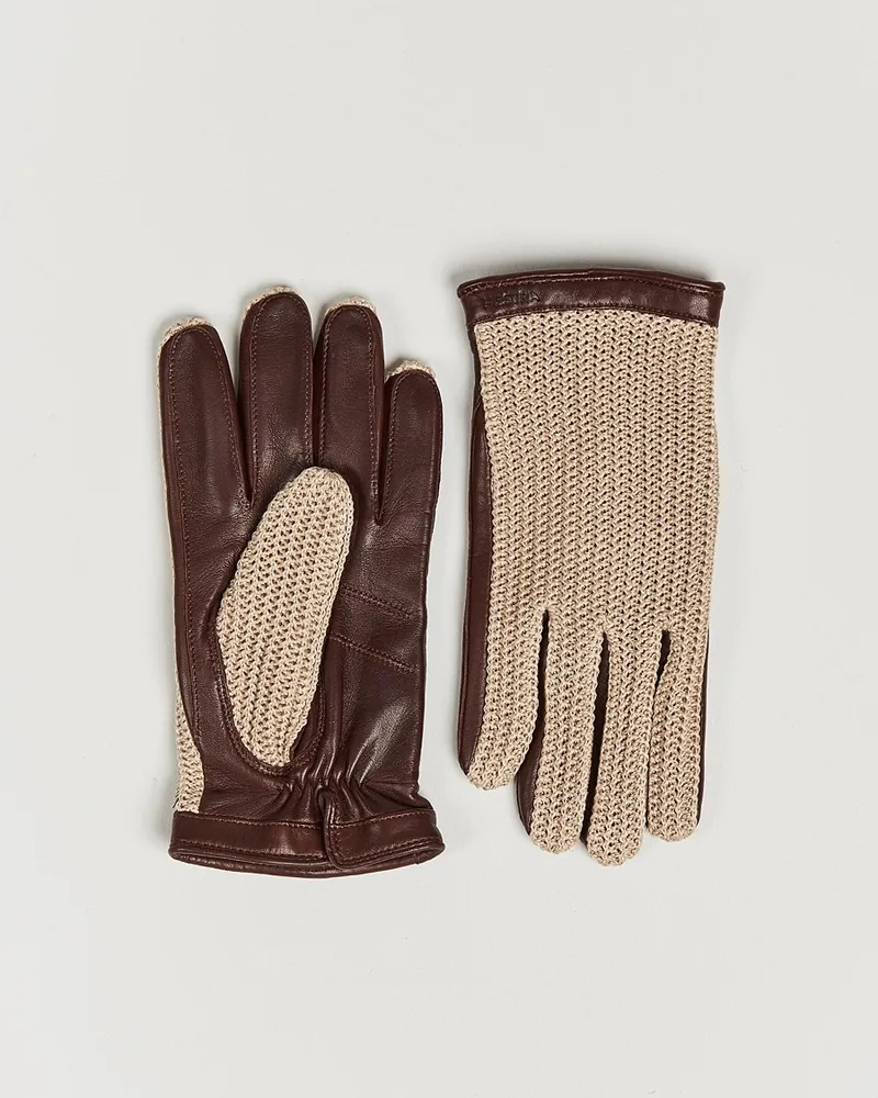 Hestra Adam Crochet Wool Lined Glove Chestnut/Beige Braun