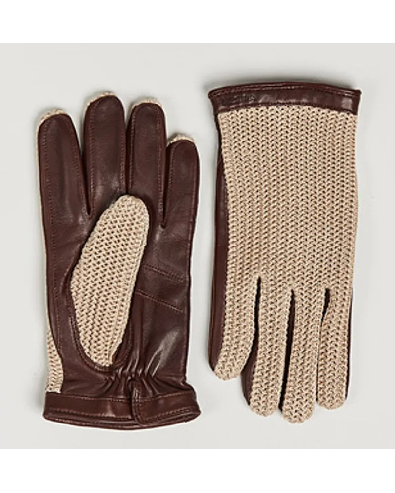 Hestra Adam Crochet Woll Lined Glove Chestnut/Beige Braun