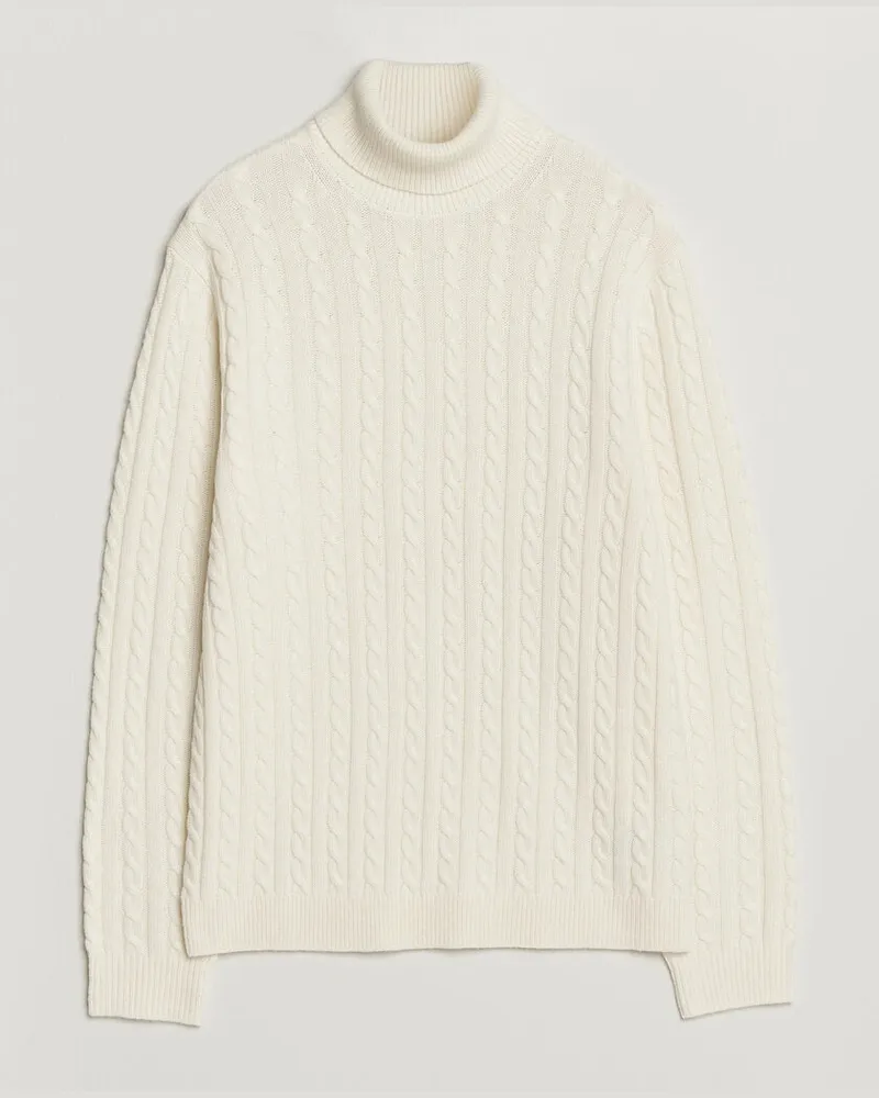 Tiger of Sweden Wilde Wool/Cashmere Cable Turtleneck Porcelain Cream Weiß