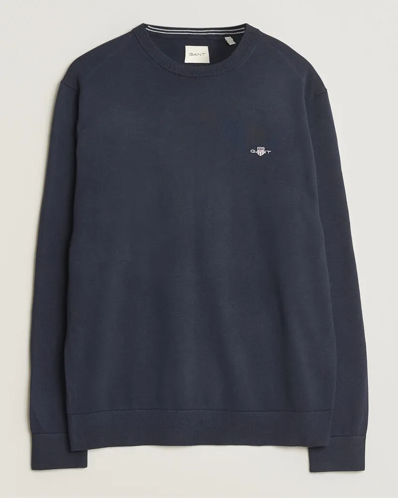 Gant Classic Cotton Crew Neck Evening Blue Blau