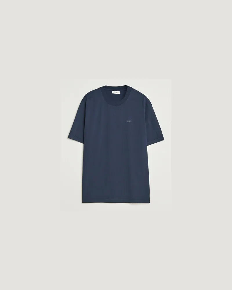 NN 07 Abel Logo Crew Neck T-Shirt Navy Blau