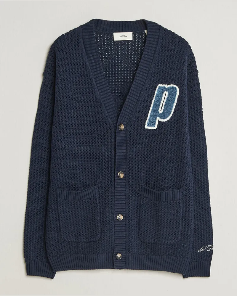 LES DEUX Prince Lace Knitted Cardigan Dark Navy Blau
