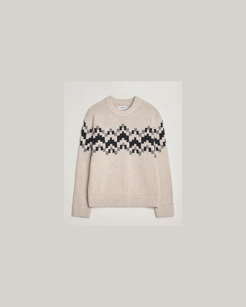 J.Lindeberg Faris Wool Knitted Fairisle Sweater Moonbeam Beige