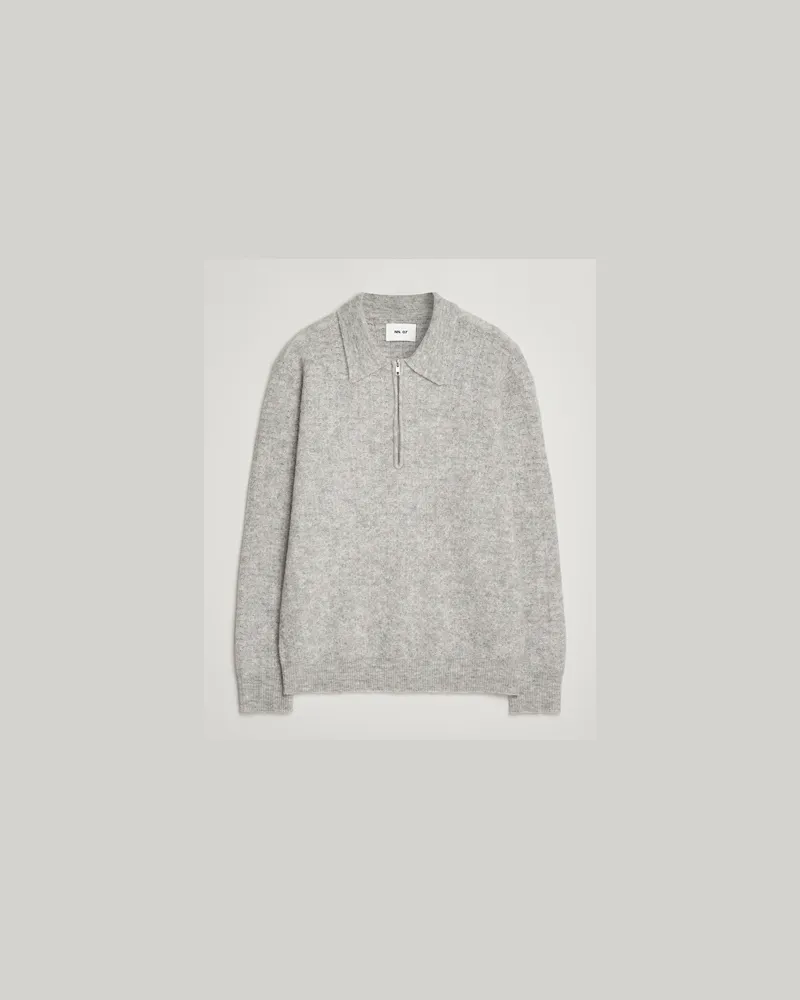 NN 07 Alfie Alpaca Knitted Half Zip Sable Grey Grau