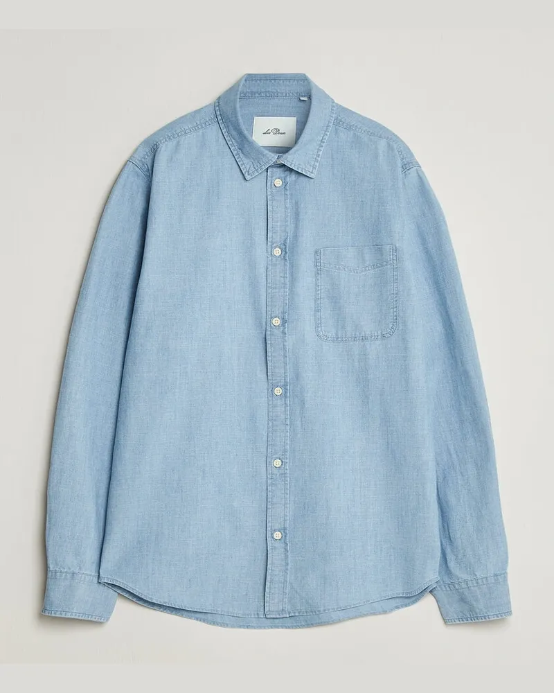 LES DEUX Chambray Shirt Light Blue Wash Blau