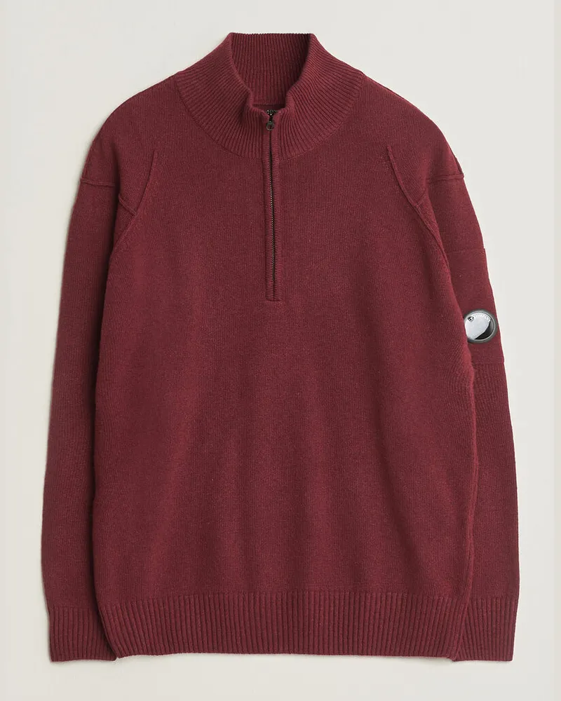 C.P. Company Knitted Lambswool Half-Zip Burgundy Rot