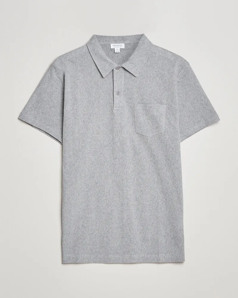 Sunspel Riviera Polo Shirt Grey Melange Grau