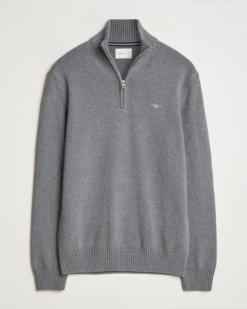 Gant Casual Cotton Half Zip Dark Grey Melange Grau