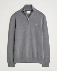 Gant Baumwoll Half Zip Dark Grey Melange Grau