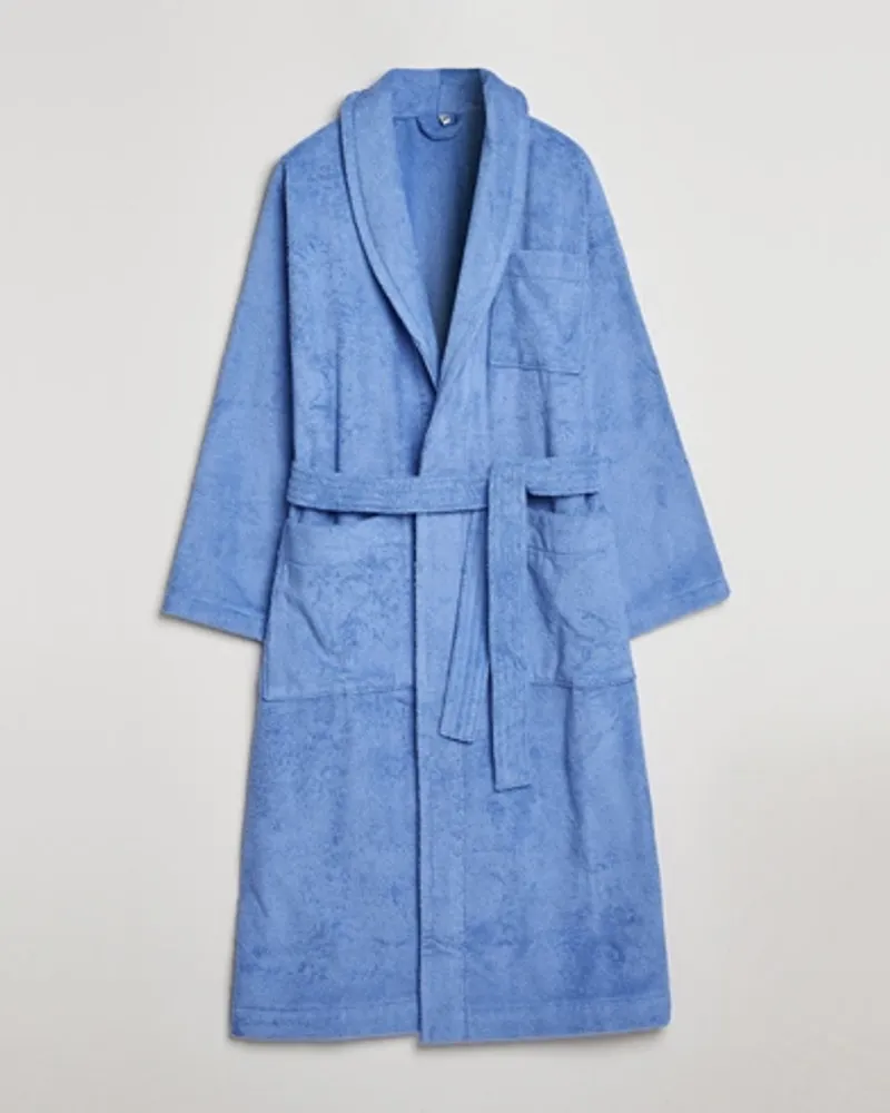 TEKLA Organic Terry Classic Bathrobe Clear Blue Blau