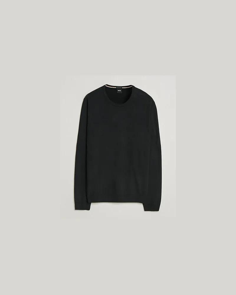 HUGO BOSS Leno Wool Crew Neck Pullover Black Schwarz