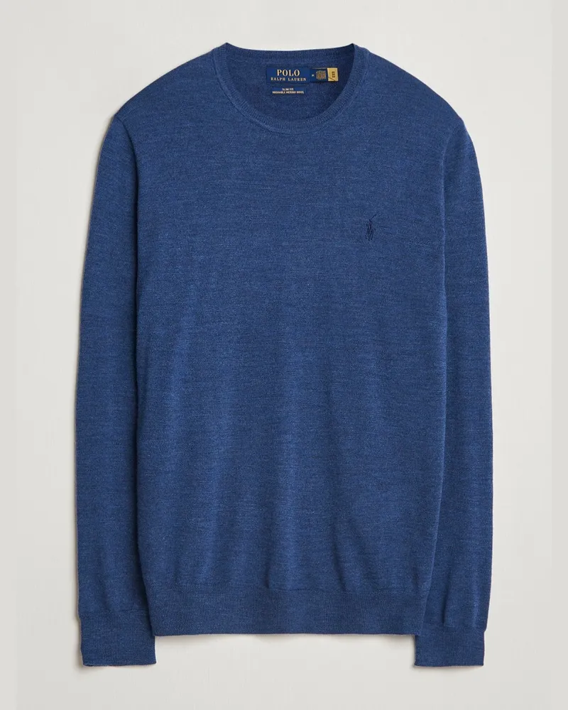Ralph Lauren Merino Crew Neck Pullover Rustic Navy Heather Blau