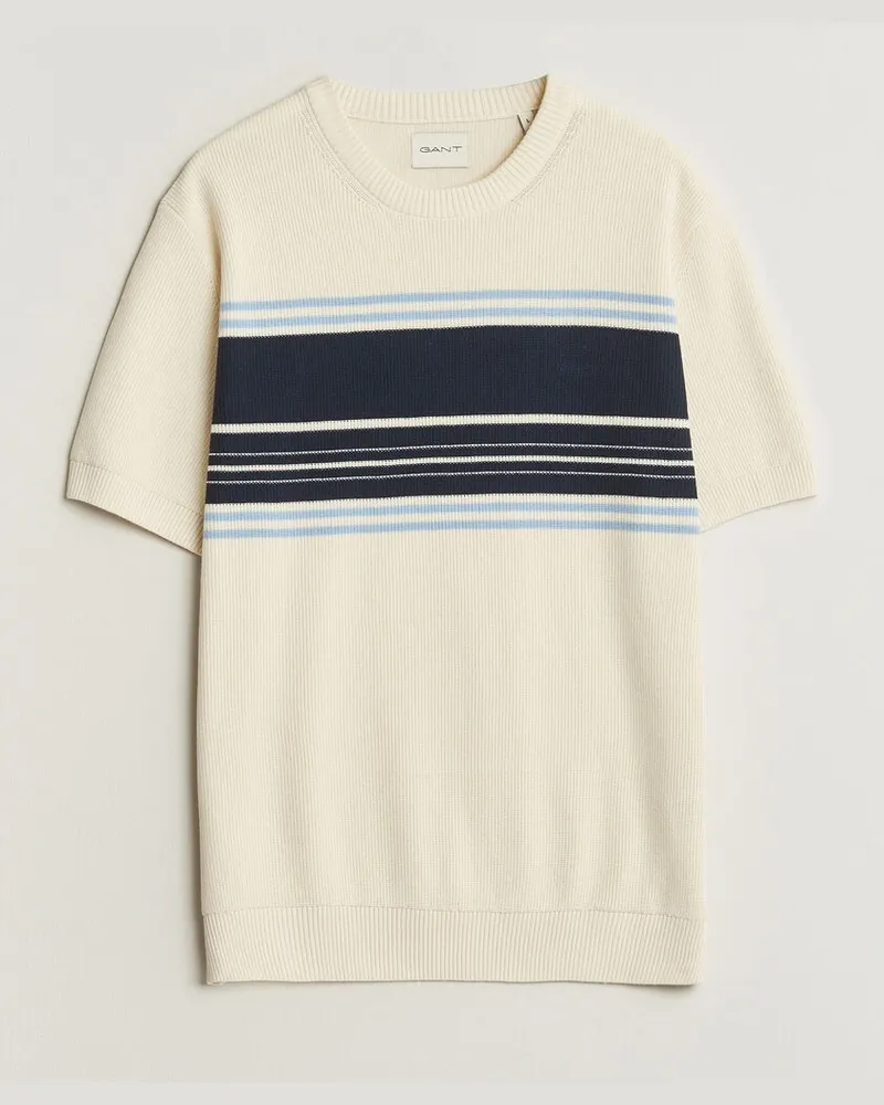 Gant Knitted Striped T-shirt Cream Weiß