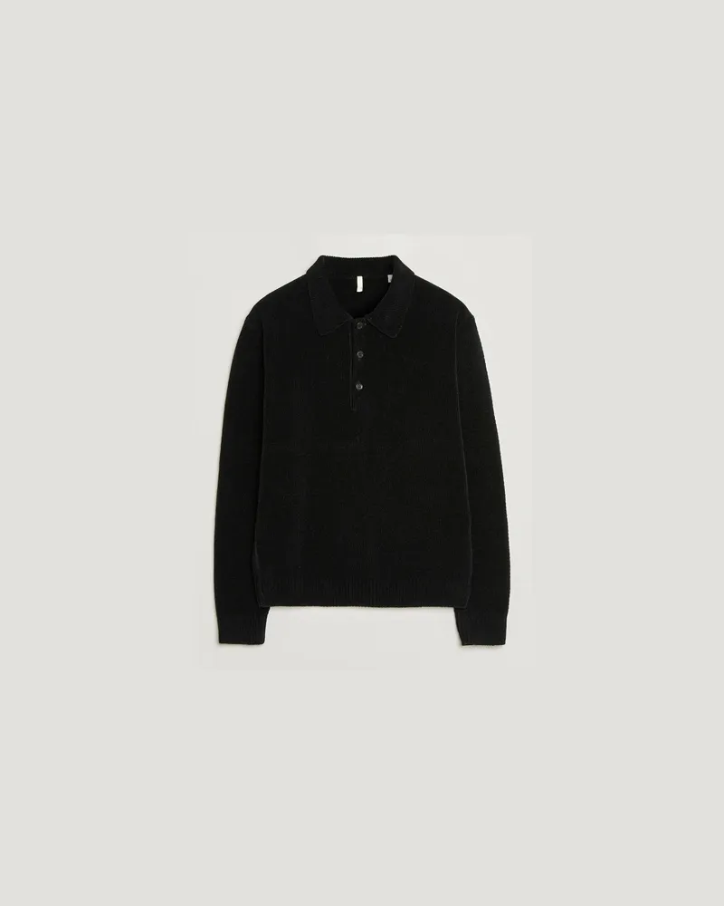 Sunflower Chenile Long Sleeve Polo Black Schwarz