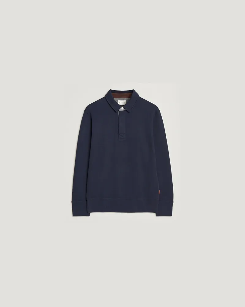 Gant Light Sacker Rib Long Sleeve Polo Evening Blue Blau