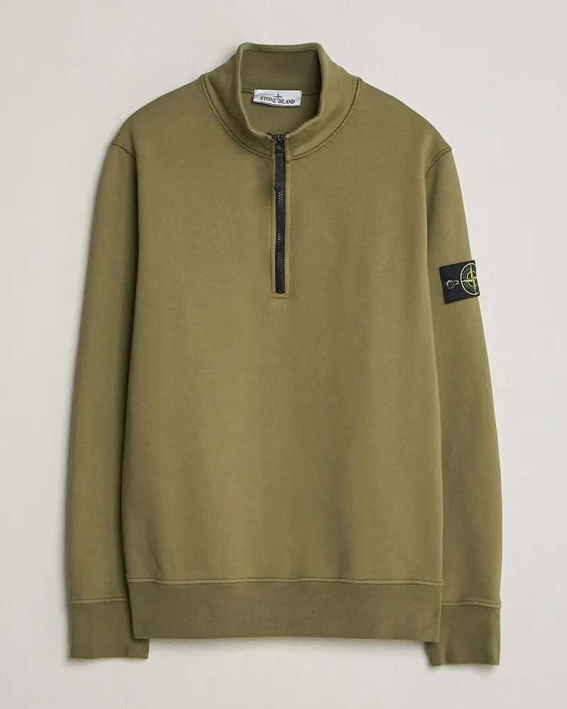 Stone Island Garment Dyed Fleece Half Zip Military Green Grün