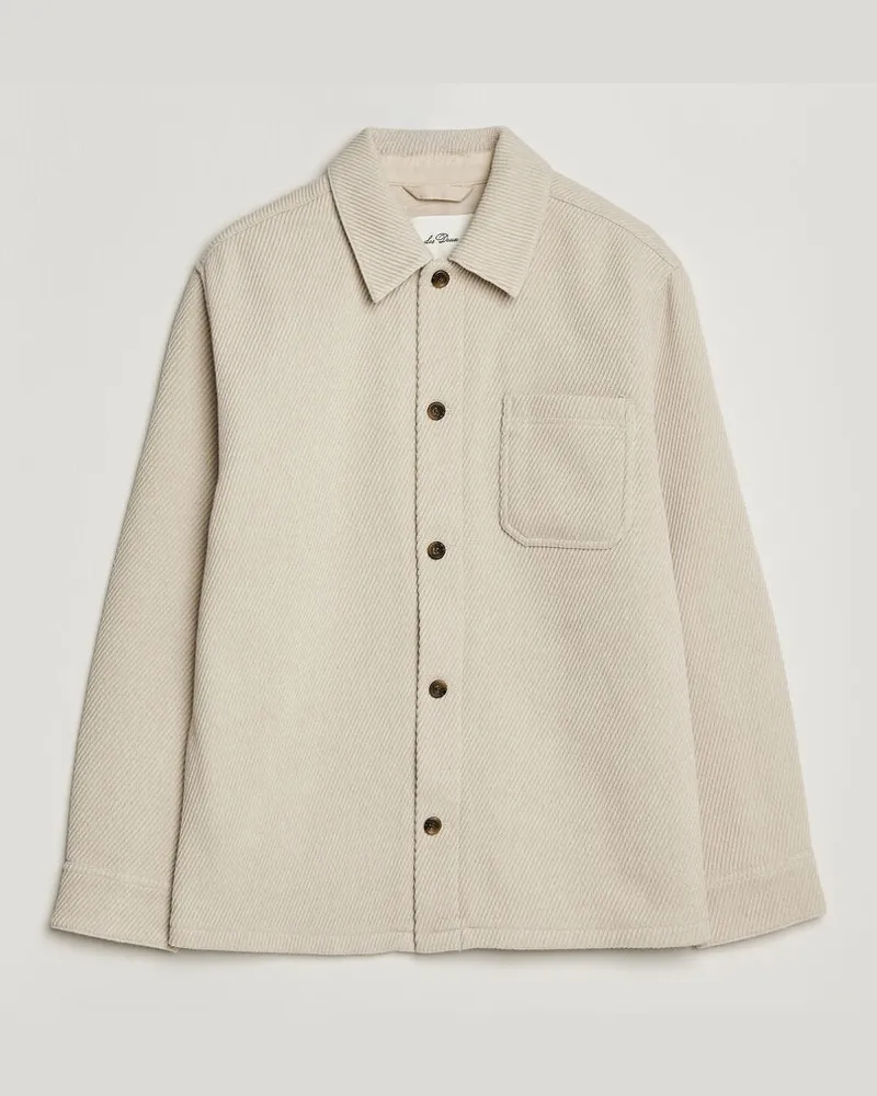 LES DEUX Twill Wool Overshirt Ivory Weiß