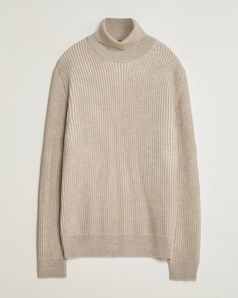 Zanone Fishermans Rib Rollneck Beige Beige