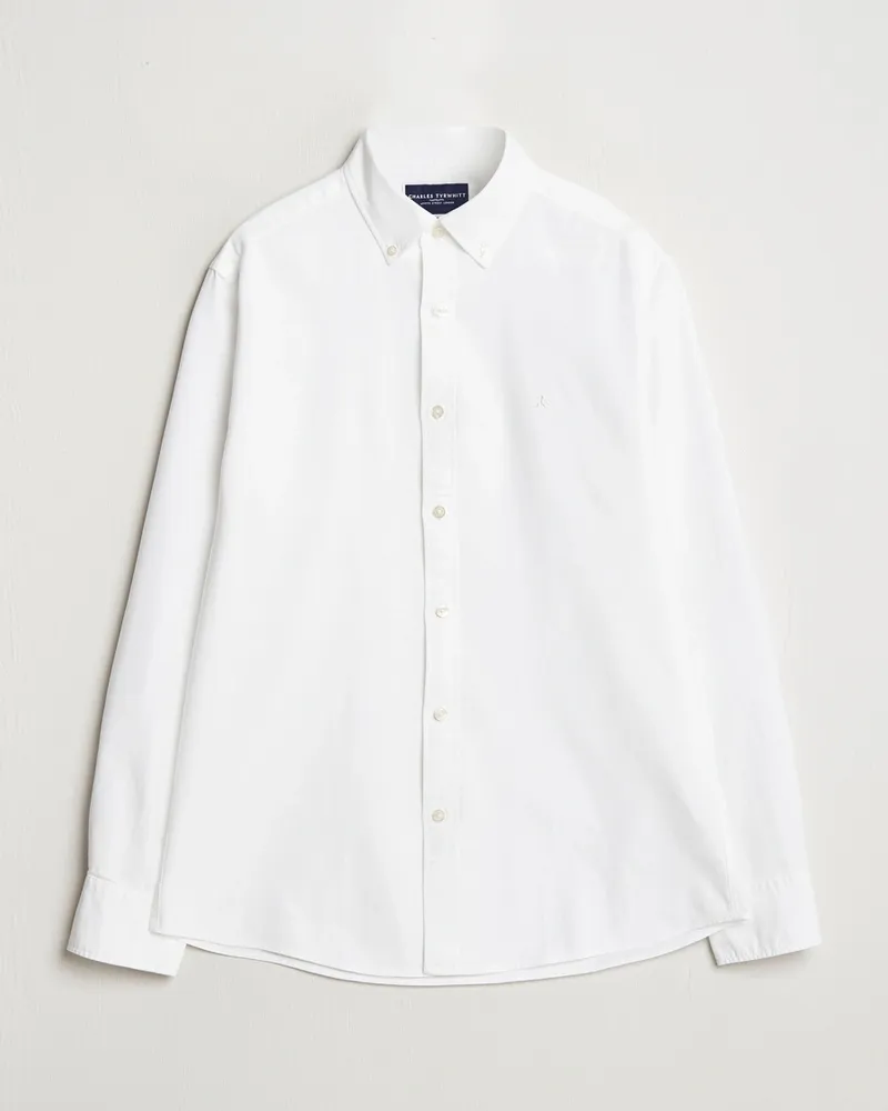 Charles Tyrwhitt Button Down Stretch Oxford Shirt White Weiß
