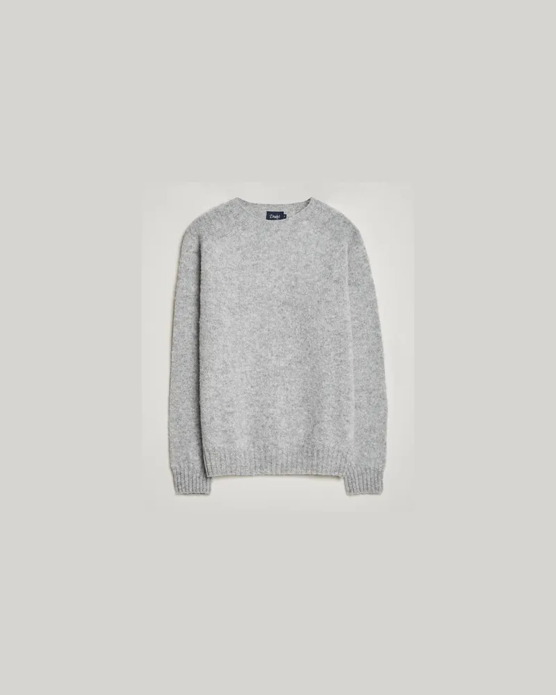 Drake's Brushed Shetland Crew Grey Grau