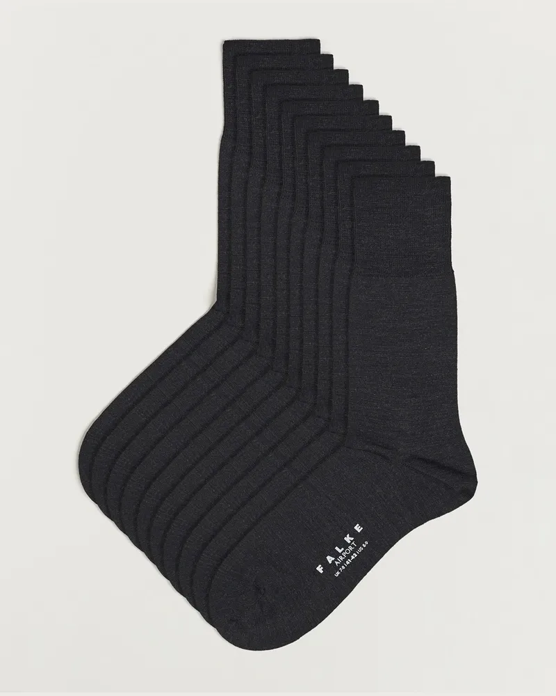 Falke 10-Pack Airport Socks Anthracite Melange Grau