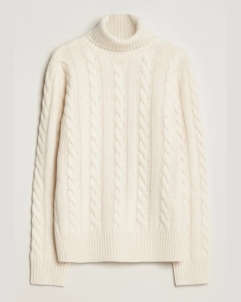 Ralph Lauren Wool/Cashmere Cable Rollneck Andover Cream Weiß