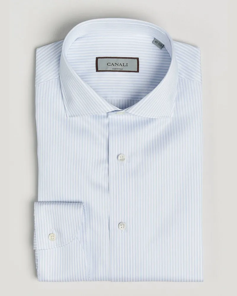 Canali Slim Fit Impeccabile Shirt Light Blue Stripe Blau