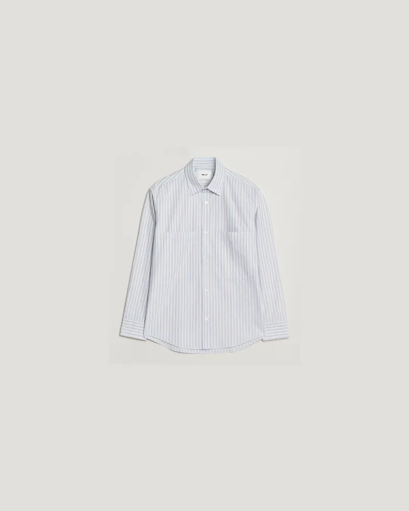 NN 07 Freddy Striped Poplin Shirt Multi Blau