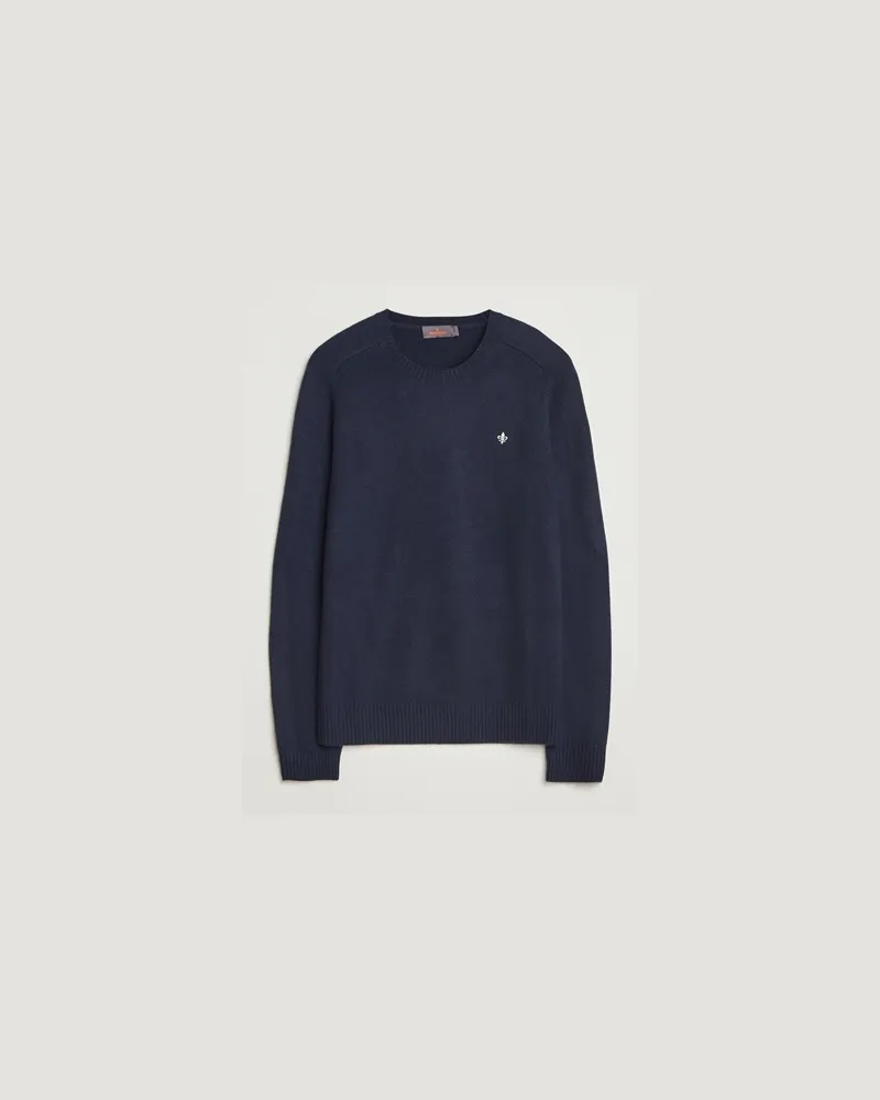 Morris Hertford Lambswool Merino Crew Neck Navy Blau