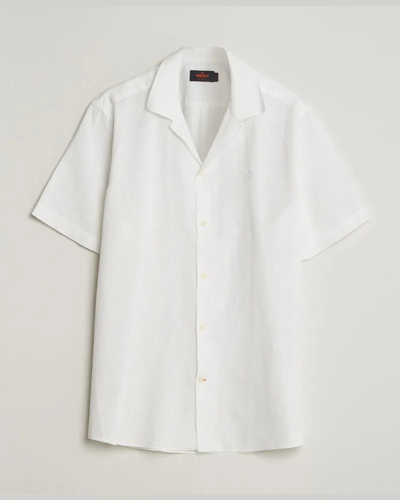 Morris Resort Short Sleeve Linen Shirt White Weiß
