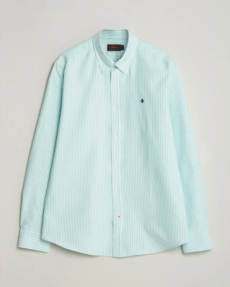 Morris Douglas Striped Oxford Shirt Green Grün
