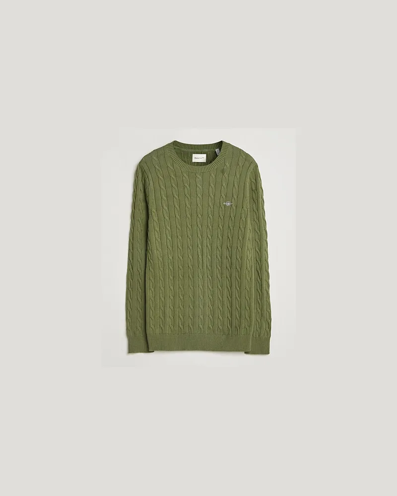 Gant Cotton Cable Crew Neck Pullover Dry Herb Green Grün