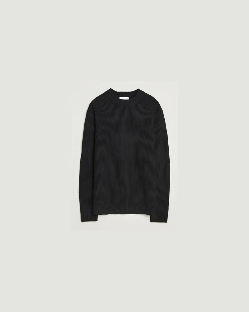 LES DEUX Eddie Wool Rib Crewneck Black Schwarz