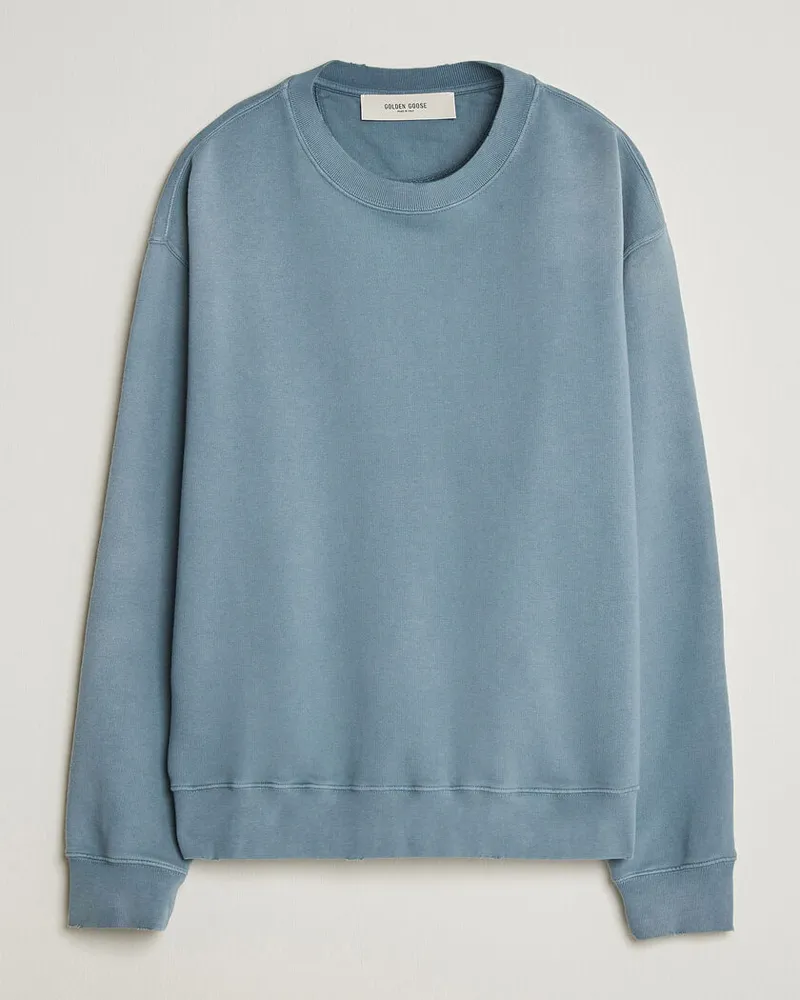 Golden Goose Boxi Faded Cotton Sweatshirt Windward Blue Blau