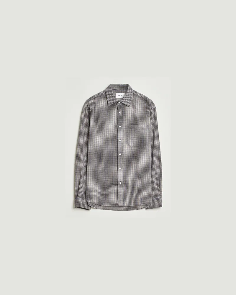 NN 07 Deon Flannel Checked Shirt Indigo Blau