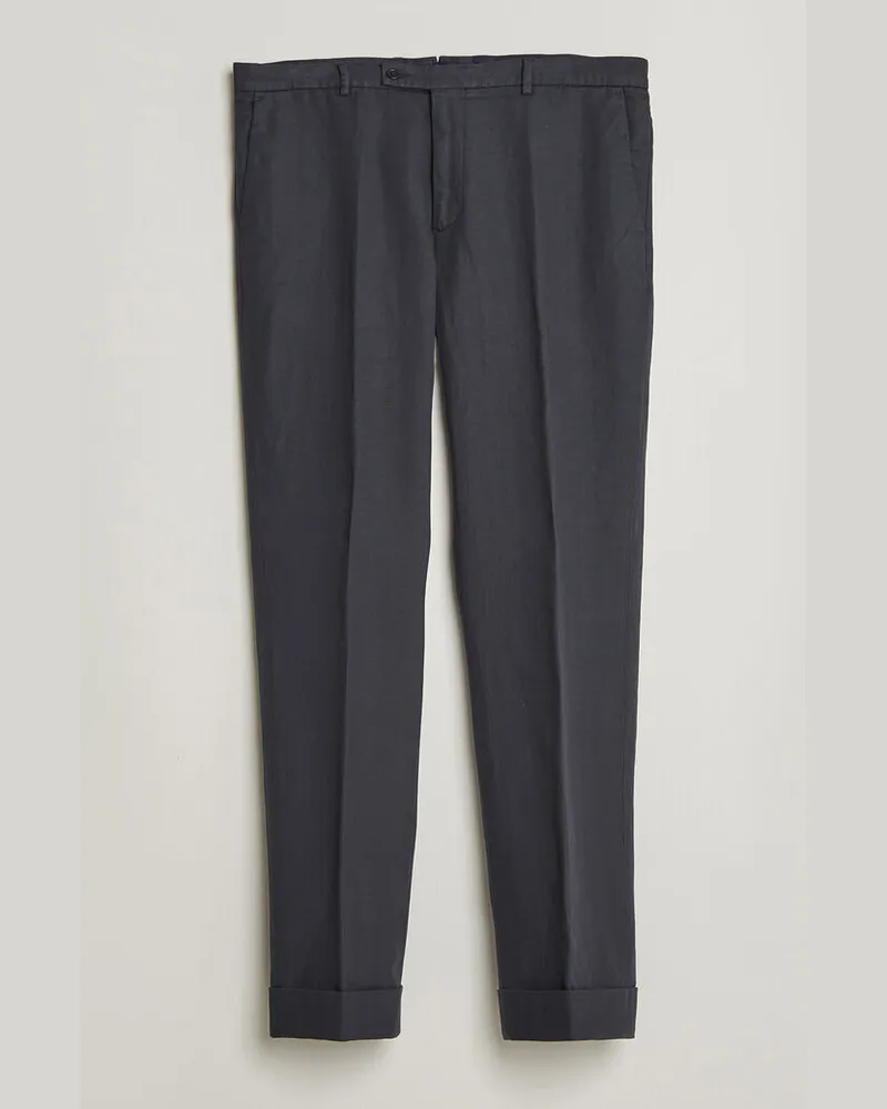Morris Jack Herringbone Cotton Trousers Blue Blau