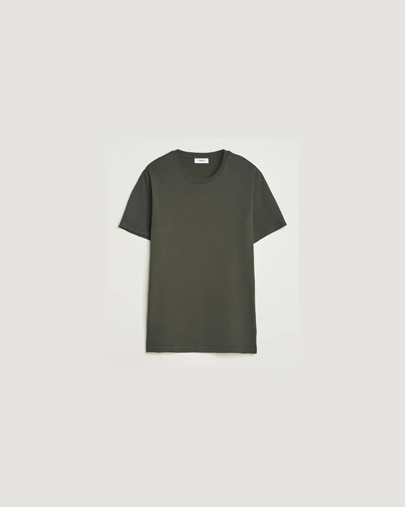 NN 07 Percy Crew Neck T-Shirt Dark Army Grün