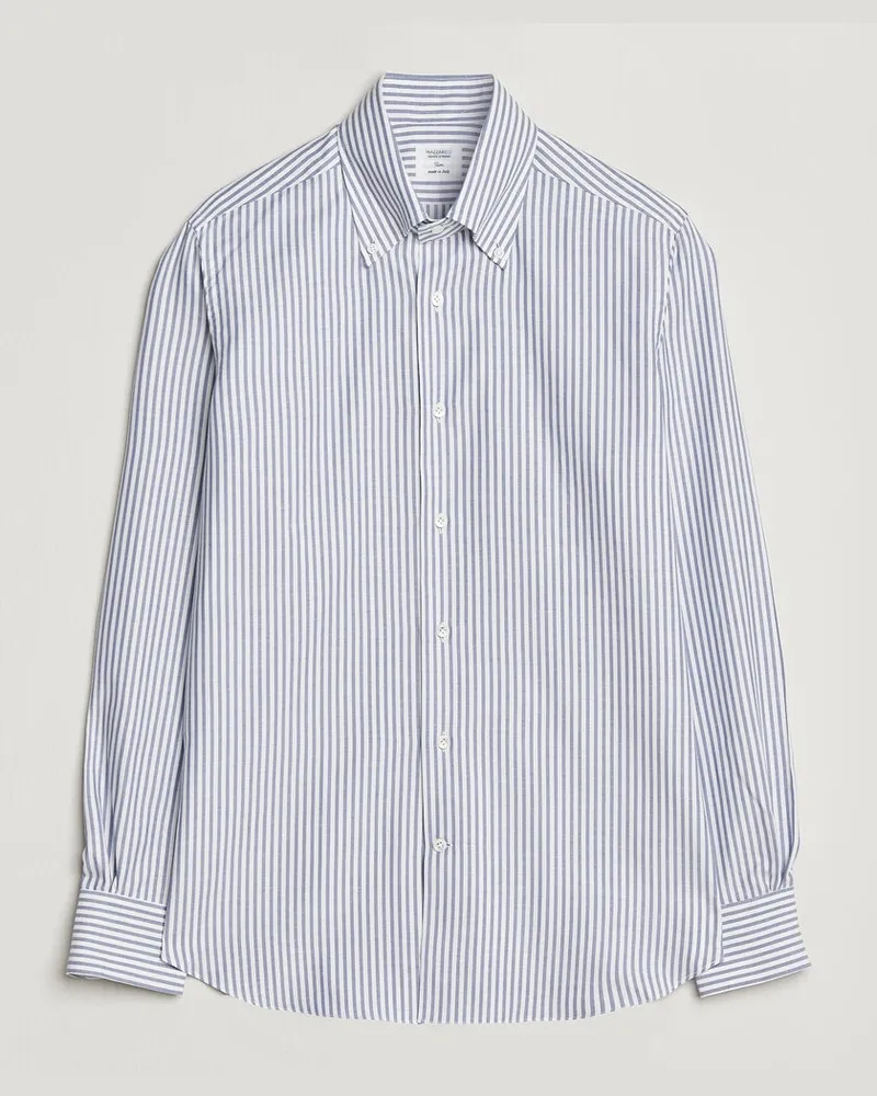 MAZZARELLI Soft Oxford Button Down Shirt Blue Stripe Blau