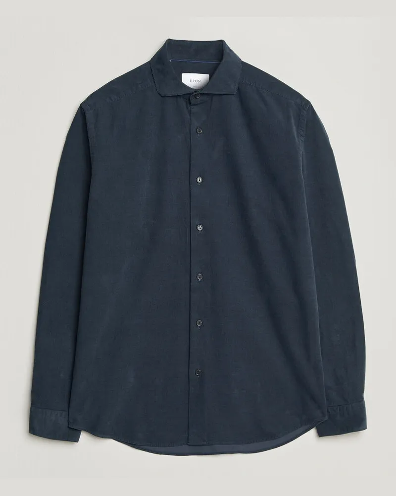 Eton Casual Fit Corduroy Shirt Navy Blue Blau