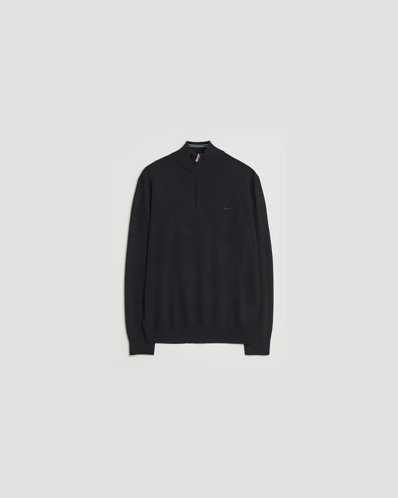 Gant Extrafine Merino Wool Half Zip Black Schwarz