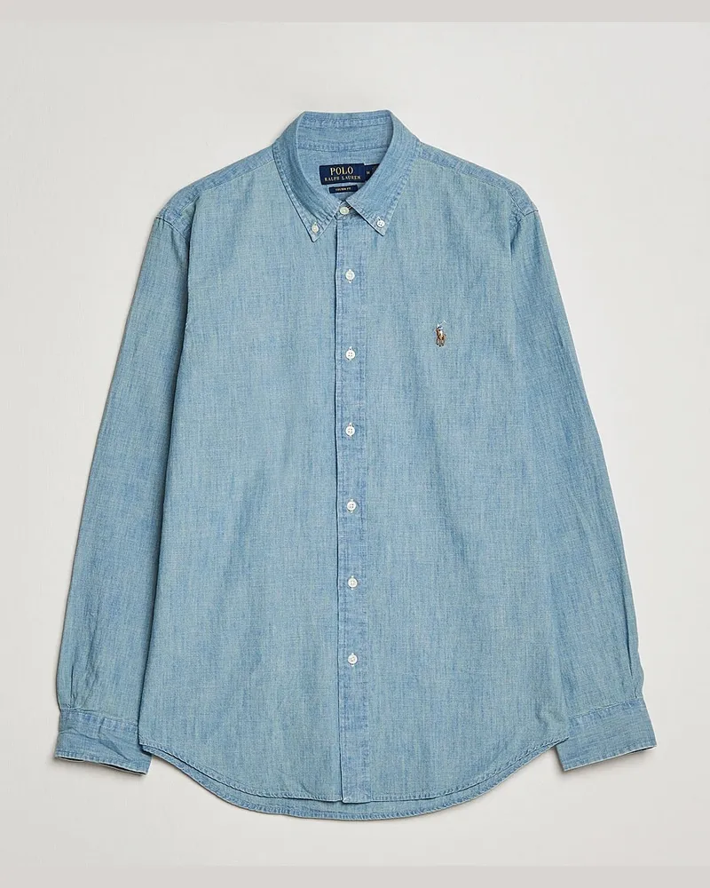 Ralph Lauren Custom Fit Shirt Chambray Washed Blau