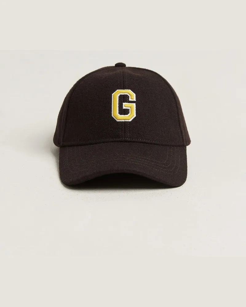 Gant G Badge Wool Melton Cap Charred Wood Brown Braun