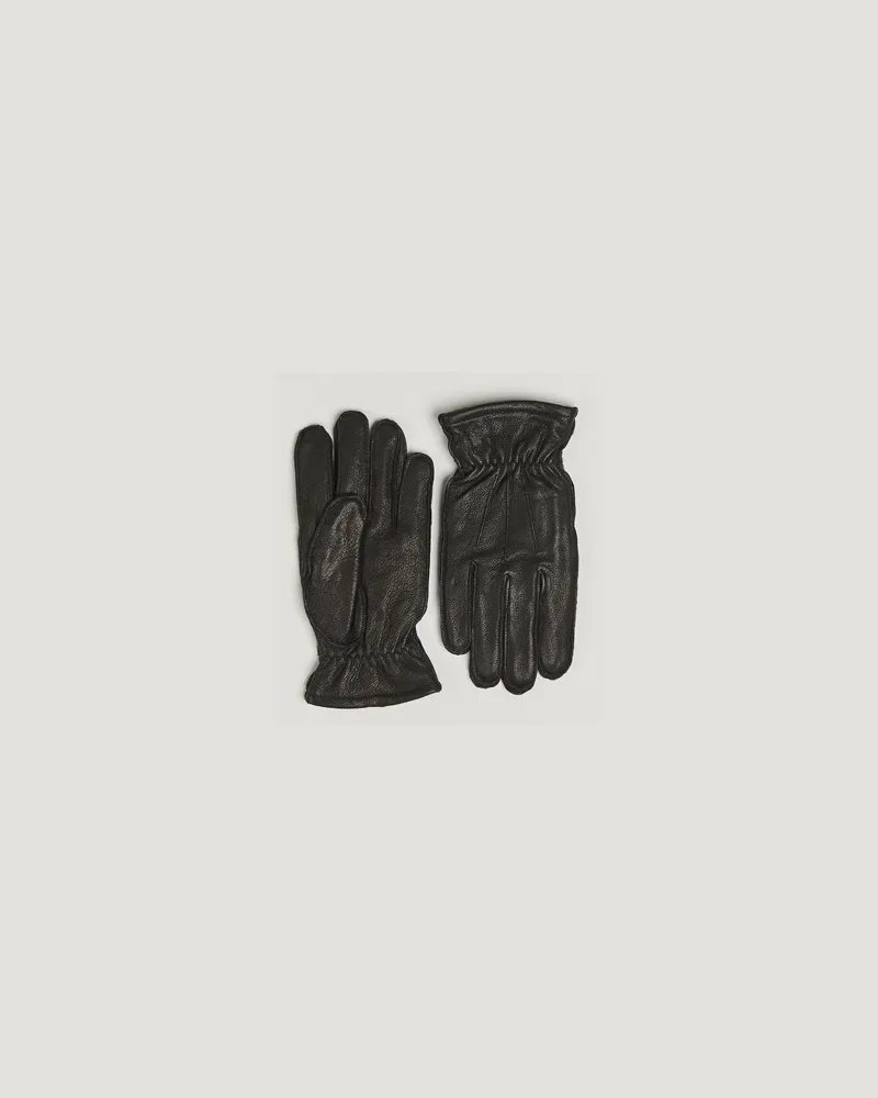 Ralph Lauren Full Grain Leather Gloves Black Schwarz