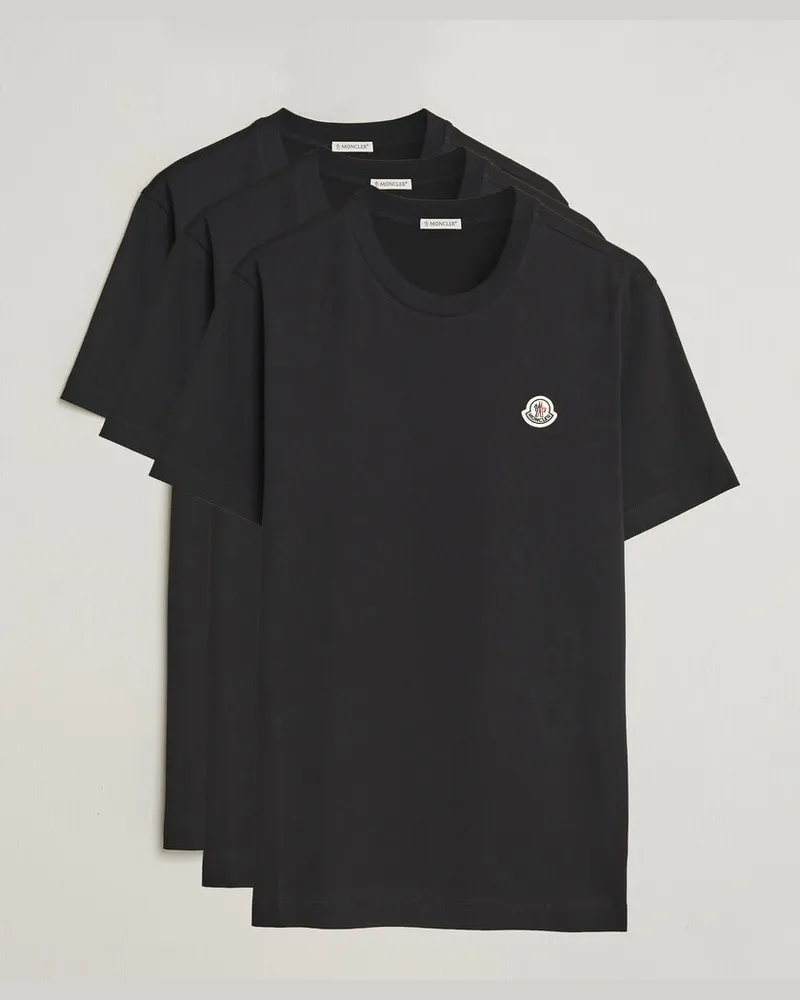 Moncler 3-Pack Logo T-Shirts Black Schwarz