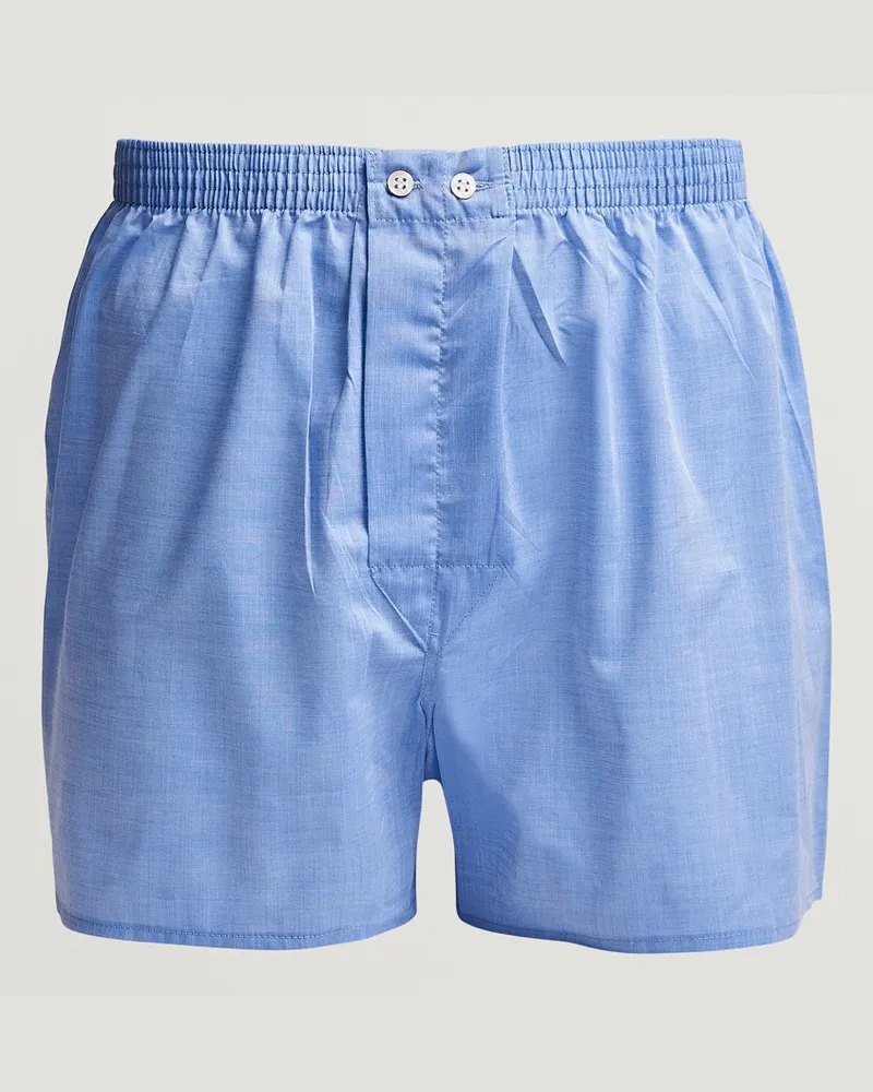 Derek Rose Classic Fit Cotton Boxer Shorts Blue Blau