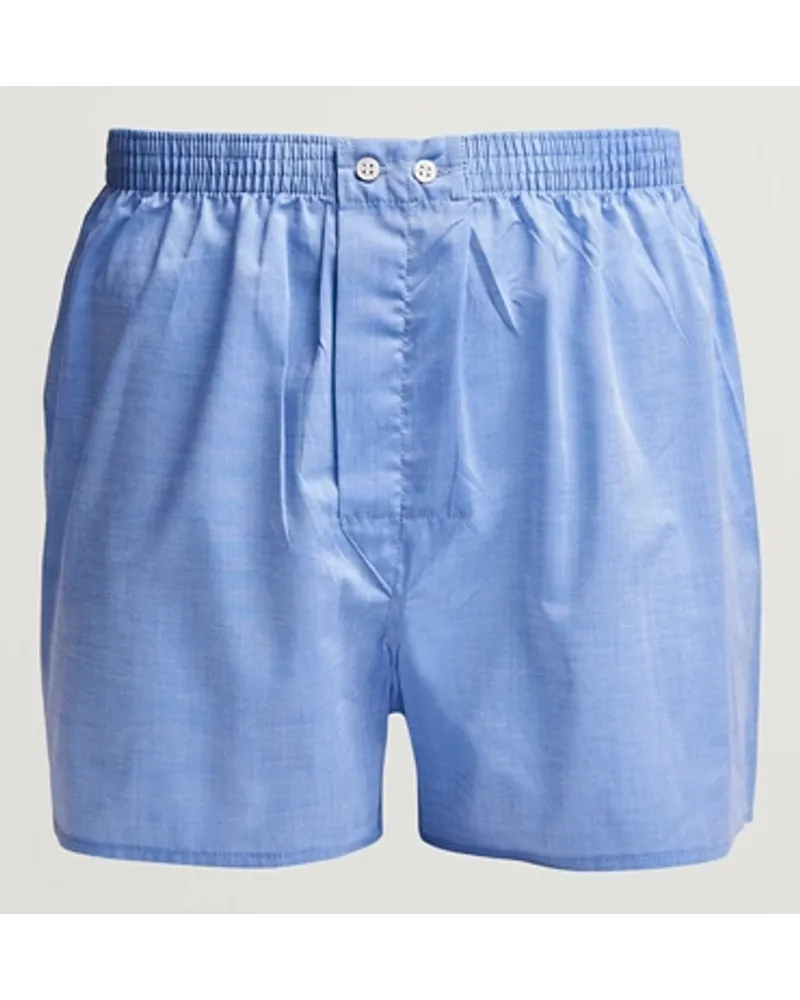 Derek Rose Classic Fit Baumwoll Boxer Shorts Blue Blau