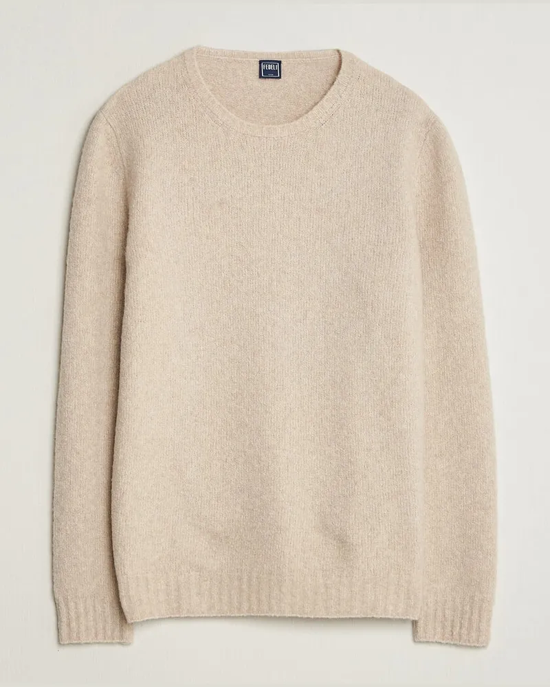 Fedeli Cashmere Blend Boucle Sweater Light Grey Grau
