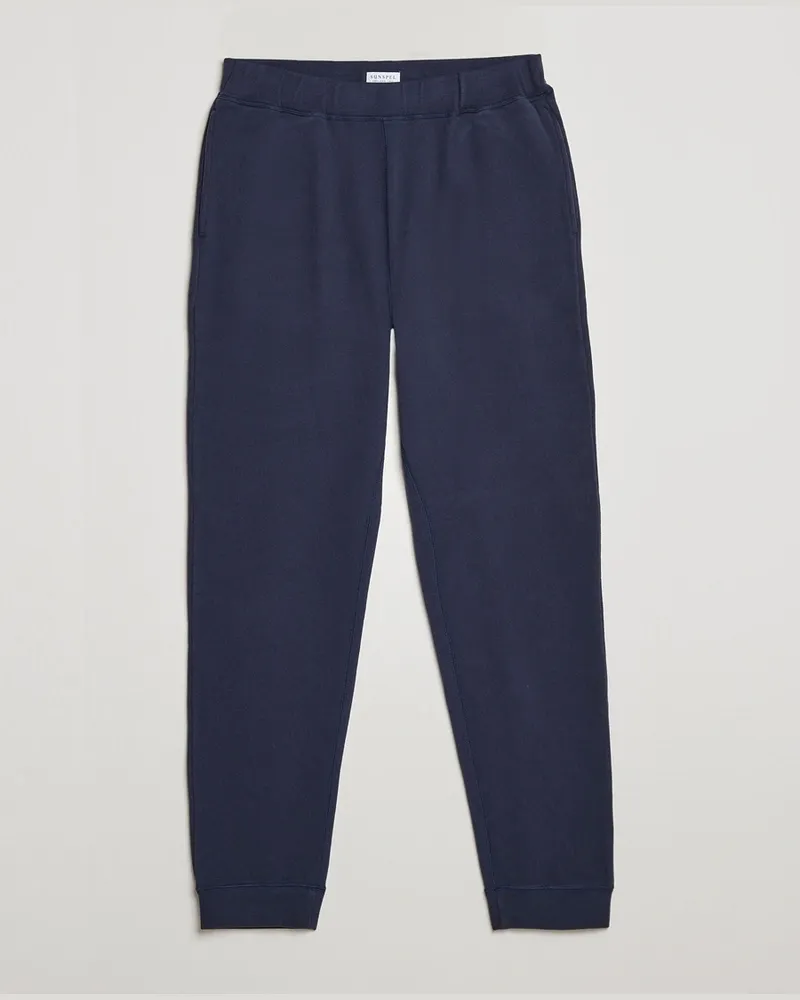 Sunspel Cotton Loopback Track Pants Navy Blau