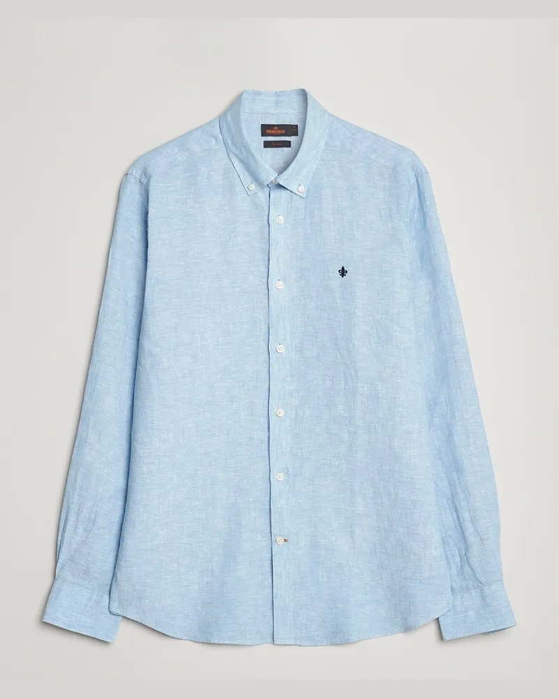 Morris Douglas Button Down Linen Shirt Light Blue Blau